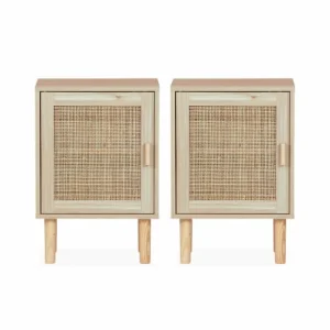 pas cher en vente Alice’s Garden 2 Tables De Chevet En Cannage, 40x30x58cm 16