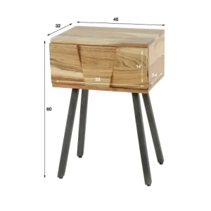 luxe soldes Mathi Design Chevet En Bois D’acacia Marron 12