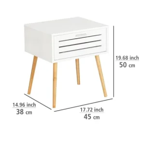 Les achats en ligne TOILINUX Lot De 2 Tables De Chevet Avec 1 Tiroir En Bambou Et Mdf Blanc 18