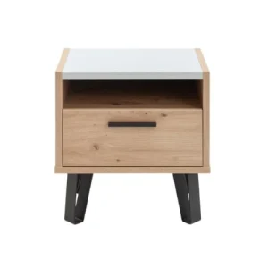 Livraison Standard/Rapide Meubletmoi Lot De 2 Tables De Chevet Décor Chêne Clair Et Gris Clair Laqué 11