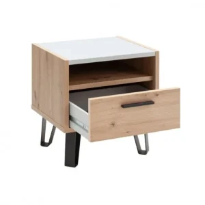 Livraison Standard/Rapide Meubletmoi Lot De 2 Tables De Chevet Décor Chêne Clair Et Gris Clair Laqué 13