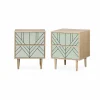 Couleurs variées Alice’s Garden Lot De 2 Tables De Chevet Décor Et Bois Vert Céladon 20