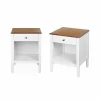 magasin Alice’s Garden Lot De 2 Tables De Chevet En Placage Frêne, Blanc Et Bois 22