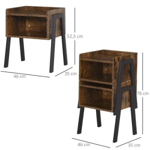 marque pas cher HOMCOM Lot De 2 Tables De Chevet Style Industriel 12