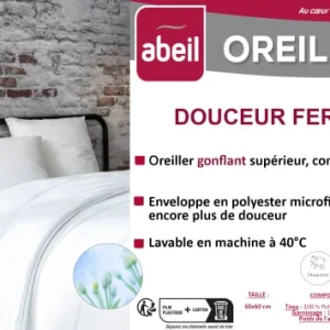 Abeil Oreiller 60 X 60 Cm Polyester Ferme Blanc 700g shopping pas cher 9