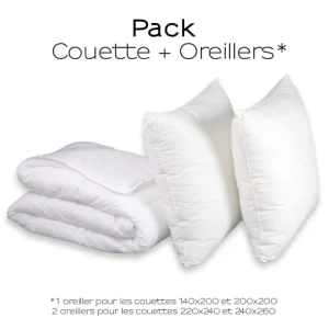 DODO Pack Couette + Oreiller(s) Enveloppe Coton Bio – Bien-être 240×260 Cm magasin en ligne france 12