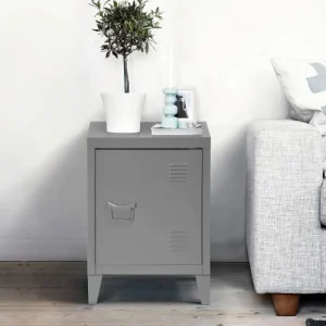 URBAN MEUBLE Petit Meuble De Rangement Style Industriel Métal Gris 40*30*57cm à prix réduits 10