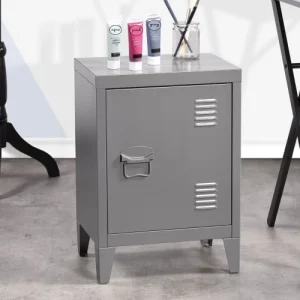 URBAN MEUBLE Petit Meuble De Rangement Style Industriel Métal Gris 40*30*57cm à prix réduits 14