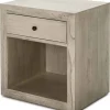 Thai Natura Table De Chevet 1 Niche 1 Tiroir En Bois Clair Gris garantie de qualité 22