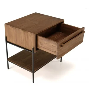 garantis authentique MACABANE Table De Chevet 1 Niche Bois De Teck Recyclé 18