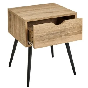 grande promotion Unimasa Table De Chevet 1 Tiroir Bois Et Noir 40x35x49.5cm 7