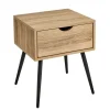 grande promotion Unimasa Table De Chevet 1 Tiroir Bois Et Noir 40x35x49.5cm 20