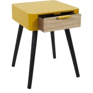 The Home Deco Factory Table De Chevet 1 Tiroir Bois Jaune vente chaude 12