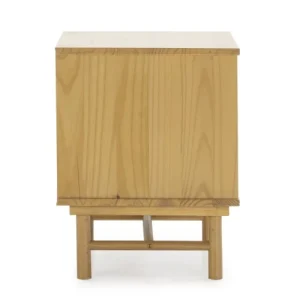 soldes pas cher HOMN Table De Chevet 1 Tiroir Couleur Bois Et Gris, Bois Massif 12