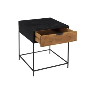 achetez Rendez Vous Déco Table De Chevet 1 Tiroir En Bois D’acacia Et Métal Noir 12