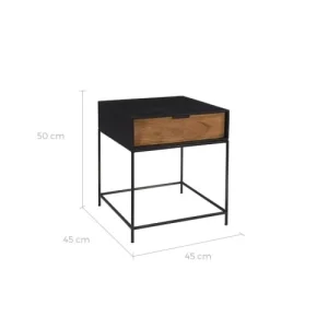 achetez Rendez Vous Déco Table De Chevet 1 Tiroir En Bois D’acacia Et Métal Noir 14