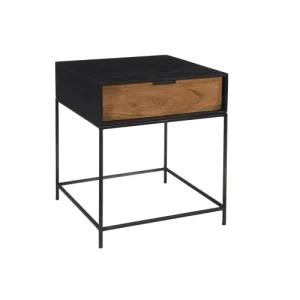 achetez Rendez Vous Déco Table De Chevet 1 Tiroir En Bois D’acacia Et Métal Noir 18