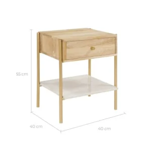 Meilleur Prix Rendez Vous Déco Table De Chevet 1 Tiroir En Bois De Manguier Et Marbre 12