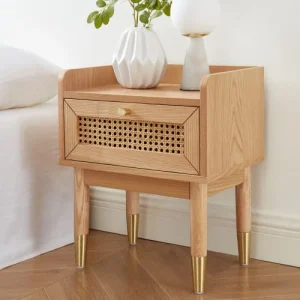 Drawer Table De Chevet 1 Tiroir En Bois Et Cannage Bois Clair prix le plus bas 10