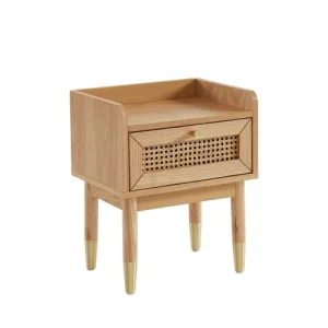 Drawer Table De Chevet 1 Tiroir En Bois Et Cannage Bois Clair prix le plus bas 12