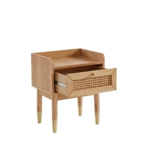 Drawer Table De Chevet 1 Tiroir En Bois Et Cannage Bois Clair prix le plus bas 14