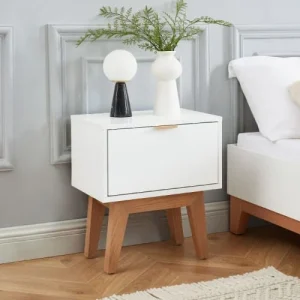 ELLE DECORATION Table De Chevet 1 Tiroir – Laqué Blanc Mat Retour gratuit en magasin. 10