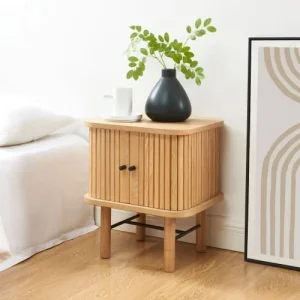 vente en ligne pas cher Drawer Table De Chevet 2 Portes En Bois Clair 10