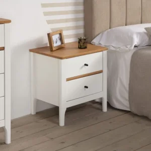 HOMN Table De Chevet 2 Tiroirs Couleur Blanc, Bois Massif prix pas cher 10