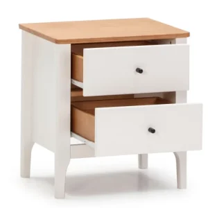 HOMN Table De Chevet 2 Tiroirs Couleur Blanc, Bois Massif prix pas cher 12