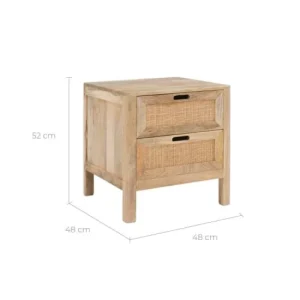 Rendez Vous Déco Table De Chevet 2 Tiroirs En Bois De Manguier Et Cannage officiel 14