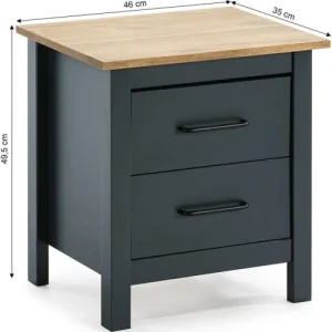 HOMIFAB Table De Chevet 2 Tiroirs En Pin Massif / Bleu achat pas cher 15