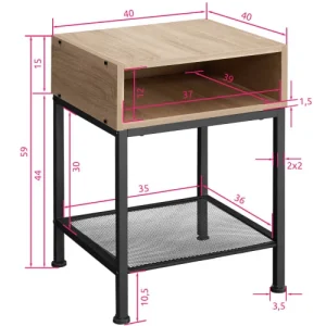 Tectake Table De Chevet 40.5×40.5×52.5cm Bois Clair Industriel -chêne Top ventes 14