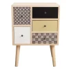 Mobili Rebecca Table De Chevet 5 Tiroirs En Bois De Paulownia Et MDF Multicolore en vente 20