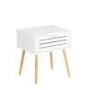 Wenko Table De Chevet Avec 1 Tiroir En Bambou Et Mdf Blanc soldes 20