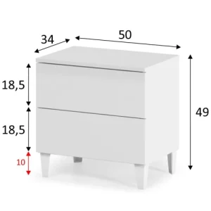 HOMN Table De Chevet Avec 2 Tiroirs Couleur Blanc Brillant solde en ligne 10