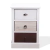 Authentic Original licence Mobili Rebecca Table De Chevet Avec 3 Tiroirs En Bois Blanc Et Marron 8