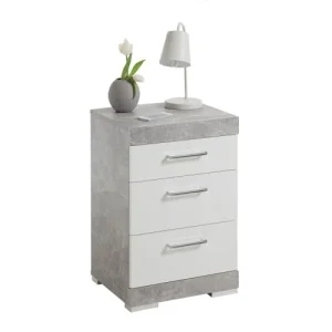 marque pas cher CALICOSY Table De Chevet Avec 3 Tiroirs H64cm – Bristol – Gris Béton 12