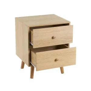 vente pas cher Unimasa Table De Chevet Basique En Bois MDF 2 Tiroirs 8