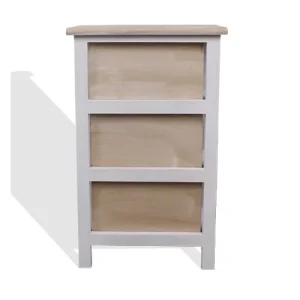 Mobili Rebecca Table De Chevet Coeur Avec 3 Tiroirs En Bois Blanc Et Beige vente en ligne 16