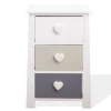 Mobili Rebecca Table De Chevet Coeur Avec 3 Tiroirs En MDF Blanc Et Beige Et Gris achat pas cher 20