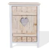 Mobili Rebecca Table De Chevet Coeurs Avec 1 Porte En Bois Blanc Et Beige Service Clients Dédié 16