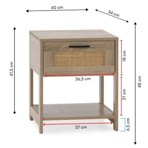 HOMN Table De Chevet De 1 Tiroir, Couleur Chêne Livraison Standard/Rapide 18