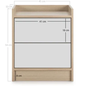 HOMN Table De Chevet De 2 Tiroirs, Couleur Chêne/blanc outlet 12