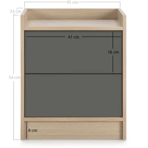 HOMN Table De Chevet De 2 Tiroirs, Couleur Chêne/gris achetez pas cher 12