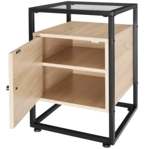 Tectake Table De Chevet Dudley 40 X 43 X 60,5 Cm Bois Clair Industriel, Chêne fashioniable 16