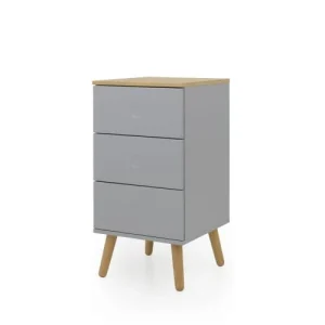 Boutique Tenzo Table De Chevet En Bois 3 Tiroirs Gris Clair 12