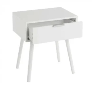 grande promotion Unimasa Table De Chevet En Bois Blanc 1 Tiroir 8