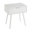 grande promotion Unimasa Table De Chevet En Bois Blanc 1 Tiroir 22