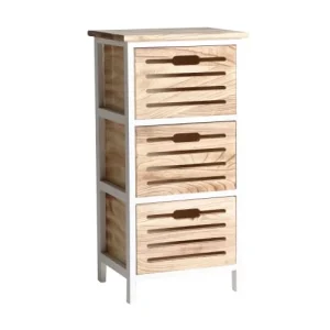 marques de renommée Lastdeco Table De Chevet En Bois Blanc Et Marron 35x30x71 8