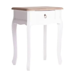 Nouvelle Collection Lastdeco Table De Chevet En Bois Blanc Et Marron 44x32x57 11